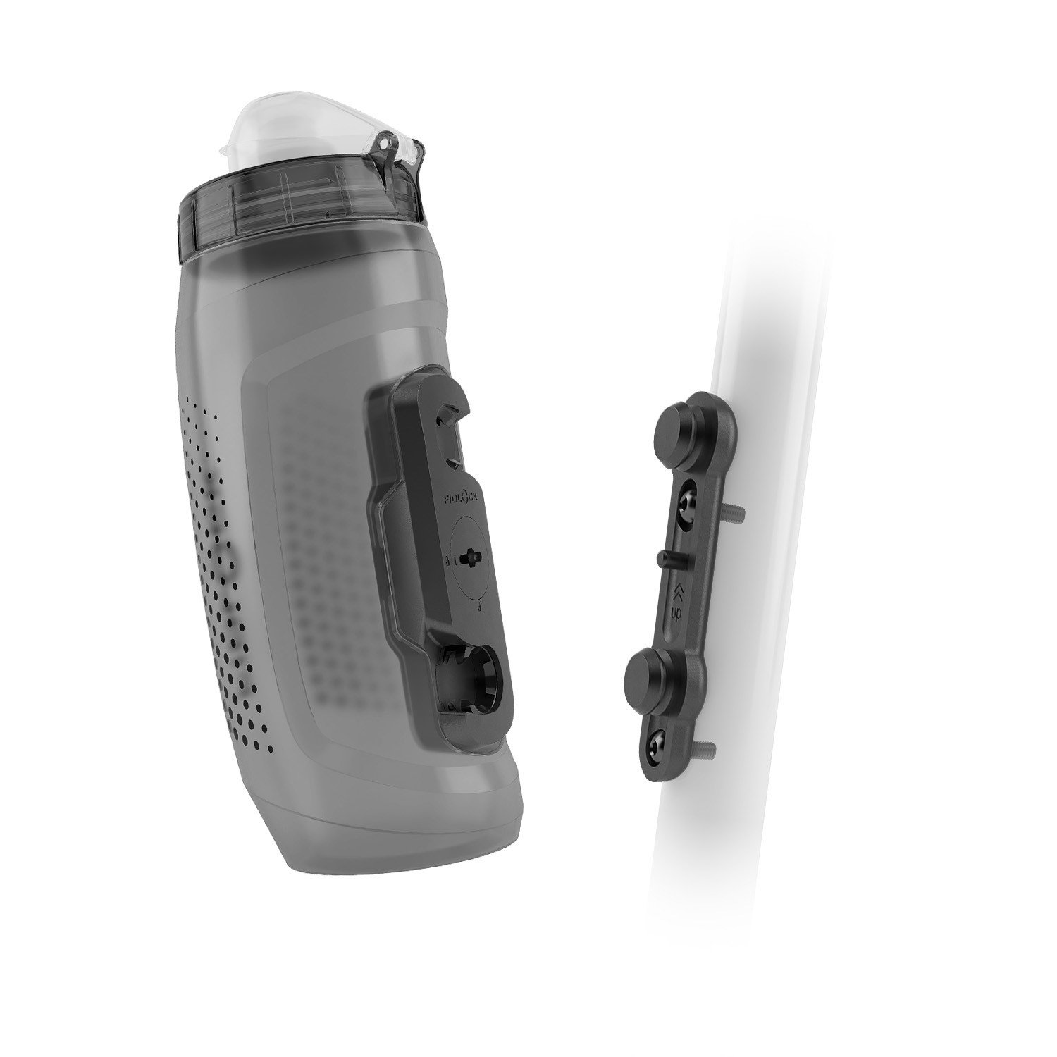 Trinkflaschenhalter 590ml Flasche mit Verschluss Twist mit Magnethalter transparent schwarz (Schwarz)